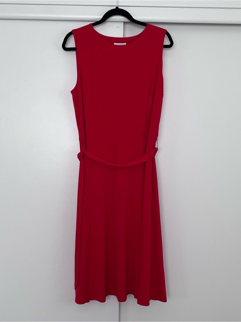 Charter Club Red Sleeveless Midi Dress with Waist Tie